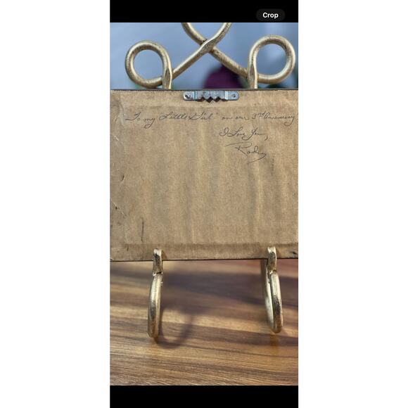 Vintage Glass Painting of a Cabin in the Woods – Signed & Inscribed - Picture 9 of 9